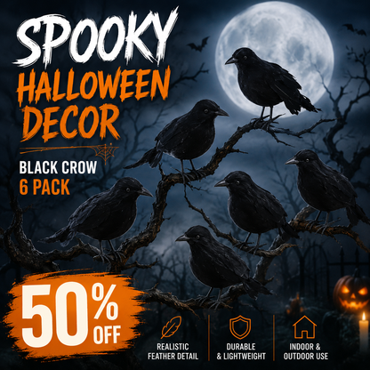 6-Piece Black Crow Halloween Decor