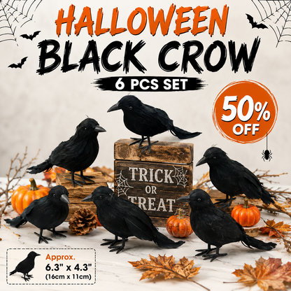 6-Piece Black Crow Halloween Decor