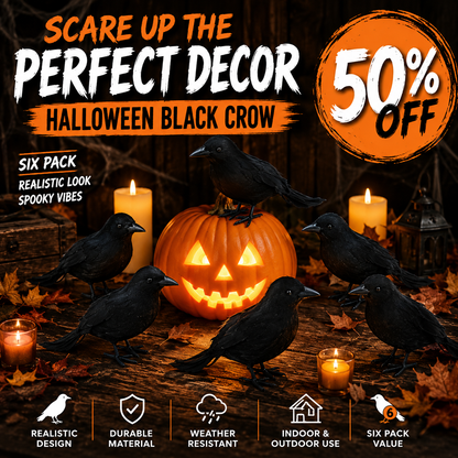 6-Piece Black Crow Halloween Decor