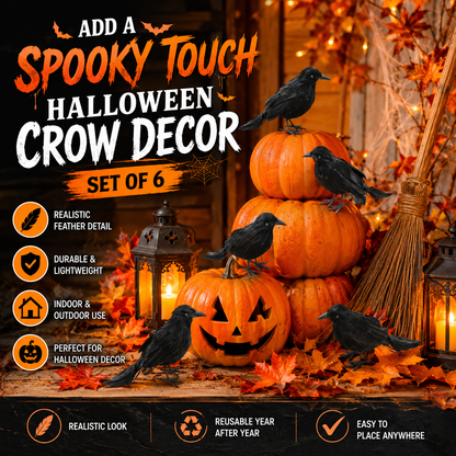 6-Piece Black Crow Halloween Decor