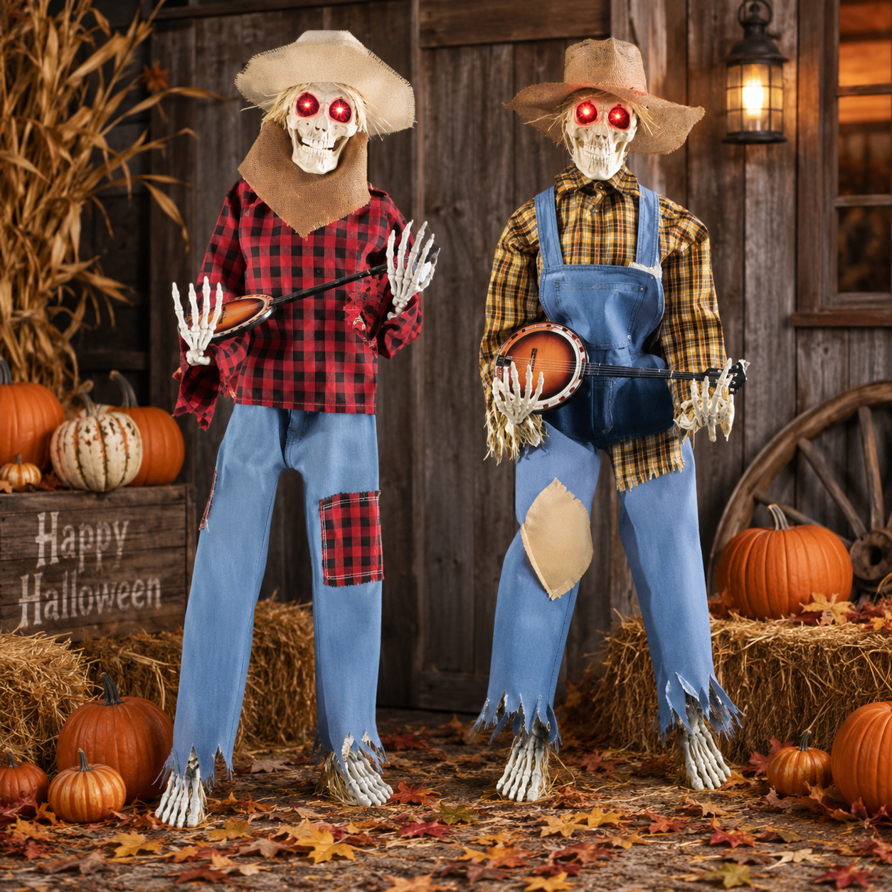 Animated Musical Banjo Skeleton Duo ( 40 Cm )