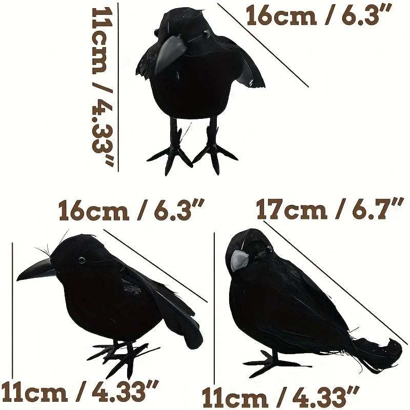6-Piece Black Crow Halloween Decor